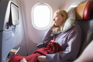 tired blonde casual caucasian woman sleeping